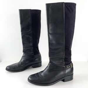 Cole Haan Adler riding boots black pull-on leather knee-high boots size 8.5